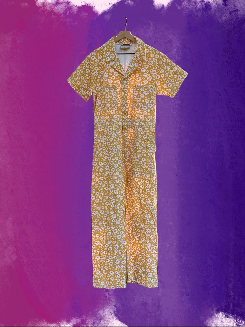 Big Bud Press Yellow Lazy Daisy Short Sleeve Jumpsuit Size L